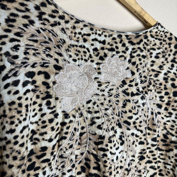 Johnny Was Frankie Everyday T-Shirt Womens Size 3X Embroidered Boho Animal Print - Picture 7 of 10